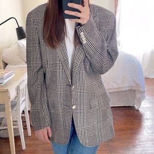 VTG Brown and Navy Plaid Blazer Sz Small-Large